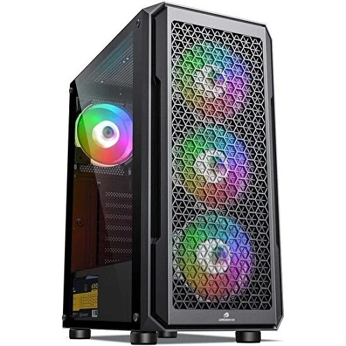 GAMEBOOSTER GB-G3380BB 650W 80+ BRONZE Mesh Panel Siyah RGB Fan + Temperli Cam Mid Tower Gaming Kasa