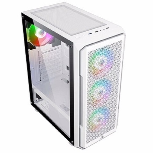 GAMEBOOSTER GB-G3380BW 650W 80+ BRONZE Mesh Panel Beyaz RGB Fan + Temperli Cam Mid Tower Gaming Kasa