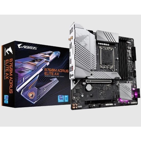 GIGABYTE B760M AORUS ELITE AX DDR5(X4) 7600(OC) HDMI DP M.2 Wifi-6E 1700P USB 3.2 TYPE-C (12-13. Nesil)