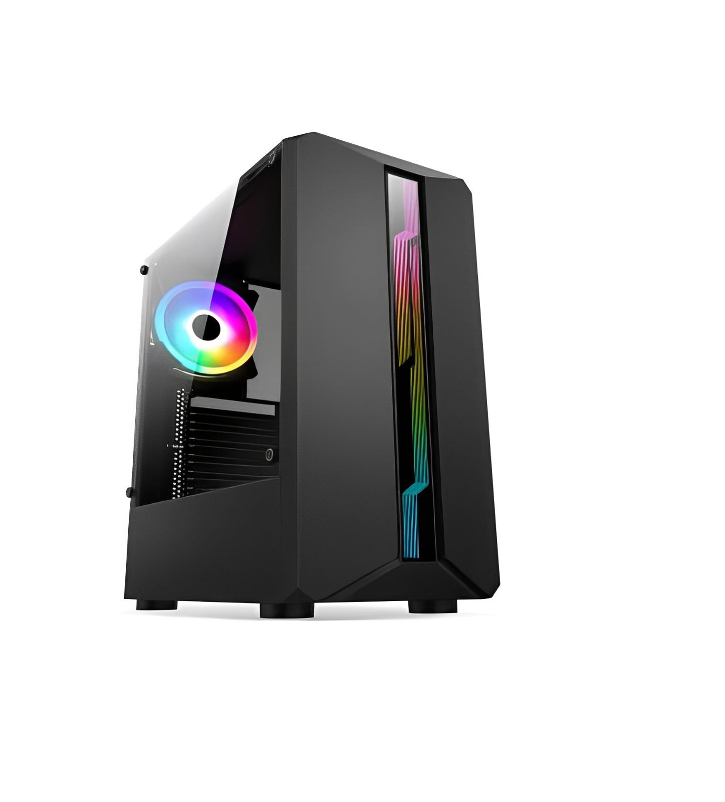 REVENGE SPIRIT 400W TEMPERLI CAM SIYAH Rainbow RGB Fan Atx Kasa