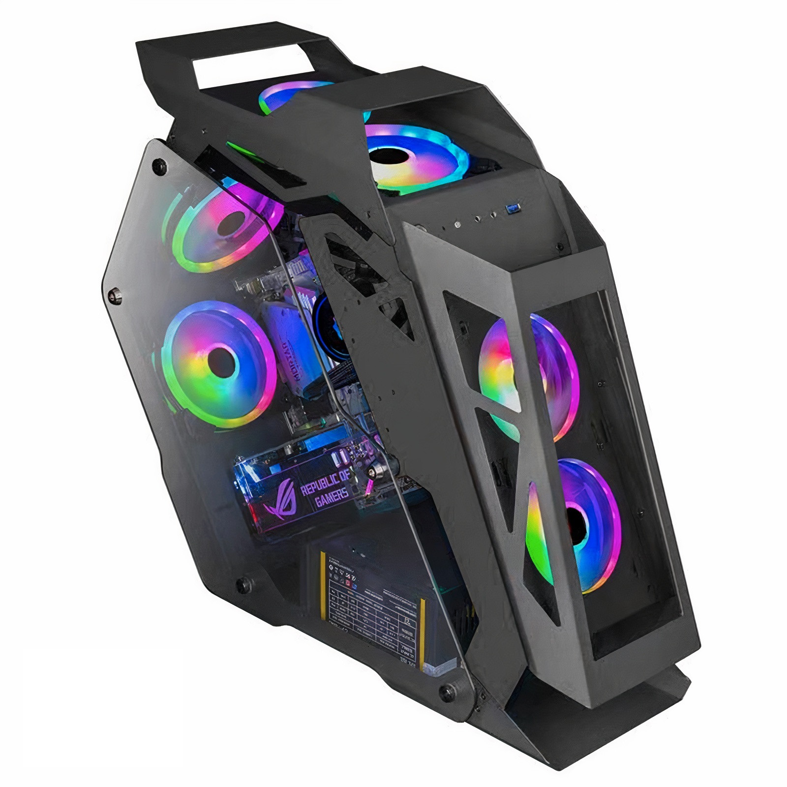 REVENGE DARTH VADER 600W TEMPERLI CAM SIYAH Rainbow RGB Fan ROBOTİK ATX KASA