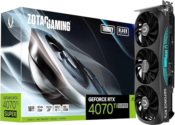 ZOTAC Nvidia 16GB RTX4070TI SUPER TRINITY BLACK ED. GDDR6X 256 Bit ZT-D40730D-10P HDMI 3xDP (KUTUSUZ)