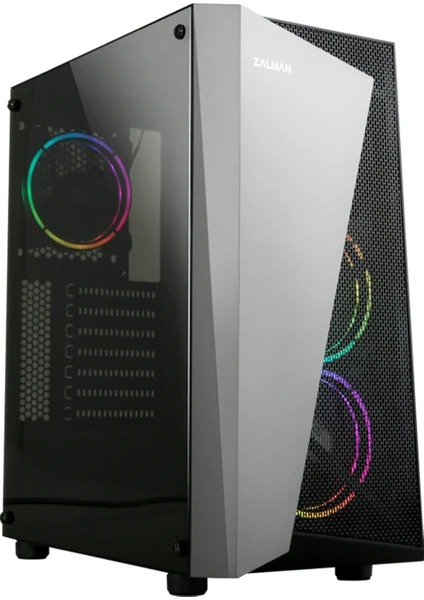 ZALMAN MEGAMAX S4 PLUS 600W 80+ Mesh Panel  Tempered Camlı Siyah 3X RGB Fanlı Mid Tower Oyuncu Kasası