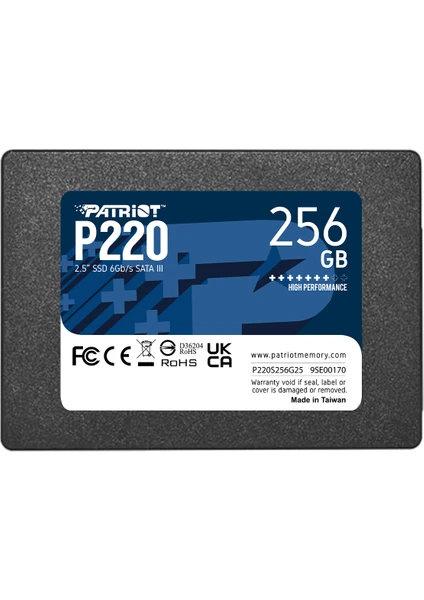 PATRIOT P220 2.5 256GB SATA3 550/490MB/s SSD (P220S256G25)