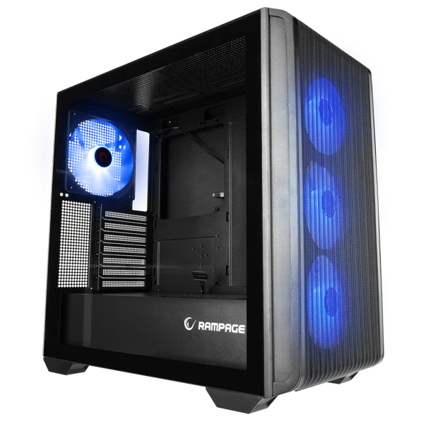 RAMPAGE CRAFT TEMPERLİ CAM+MESH Siyah ARGB FAN+TYPE-C ATX MİD-T GAMING KASA