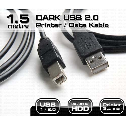 DARK DK-CB-USB2PRNL500 Usb 2.0 Yazc Kablosu ( 5 Metre )