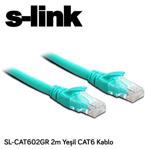 S-LINK SL-CAT602GR Cat6 Utp ( 2 Metre ) Yeil Patch Kablo