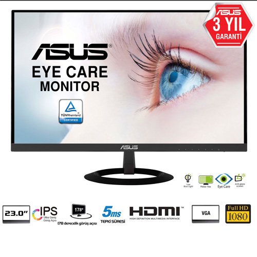 ASUS 23 VZ239HE 5Ms VGA HDMI IPS FHD LED Monitr Siyah