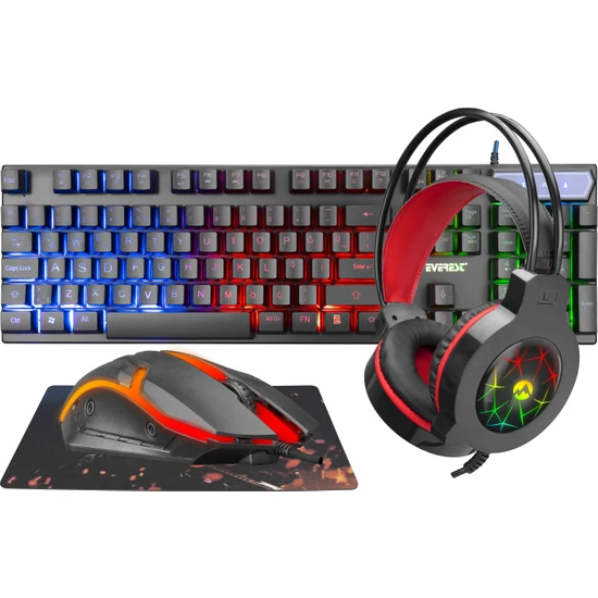 EVEREST ECO Q TRKE USB GKKUAI AYDINLATMALI COMBO GAMING 4 IN 1 SET KMK-91 (KLV.+MOU.+KLAKLIK+MOU. PAD)