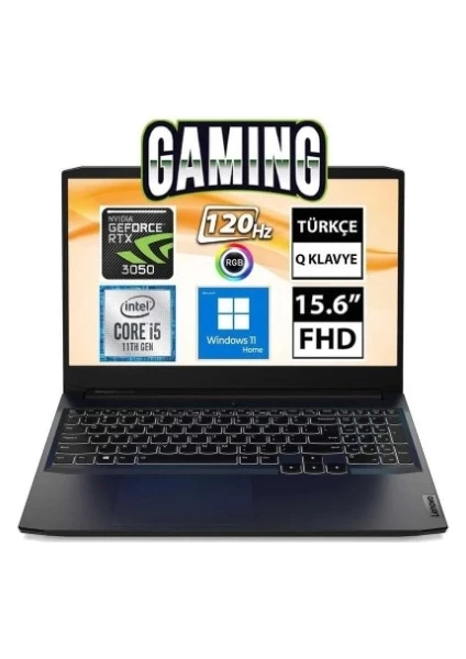 LENOVO IDEAPAD GAMING 3 i5 11320H 16GB 512GB SSD 15.6 FHD RTX3050Ti Free DOS Gaming Dizst Bilgisayar .