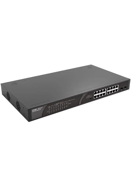 RUIJIE Reyee 16 Port RS-ES118GS-P 10/100/1000 2x Port Combo Gigabit SFP PoE Switch (247W) elik Kasa Rack Mount