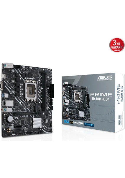 ASUS INTEL PRIME H610M-K D4 ARGB DDR4 3200 HDMI GLAN M.2 1700P (12-13-14. Nesil)