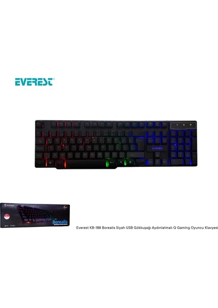 EVEREST BOREALS KB-188 Q Usb Gkkua Aydnlatmal Gaming Klavye