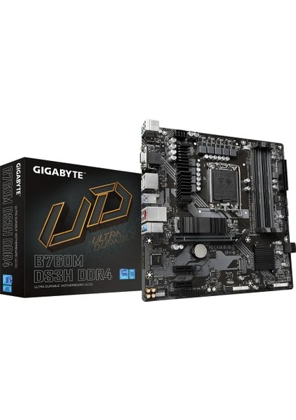 GIGABYTE B760M DS3H DDR5(X4) 7600(OC) HDMI+DP+VGA M.2 16x 1700P USB 3.2 TYPE-C (12-13-14. Nesil)